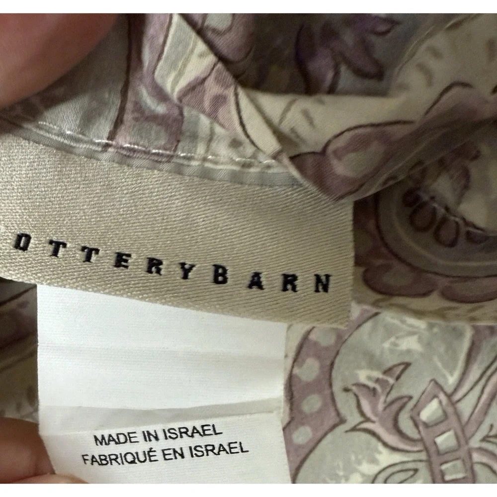 Pottery Barn Ashlyn‎ Shams Paisley Purple Gray 100% Organic Cotton Standard SZ 2